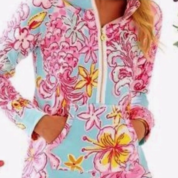 Lilly Pulitzer Tops Skipper Popover Floral Quarter-Zip Pullover Size Meduim - Picture 3 of 16